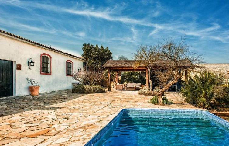 Casa rural con piscina para 22 personas, con vistas además de piscina y jardín, Se admiten mascotas en Campiña de Jerez - 4