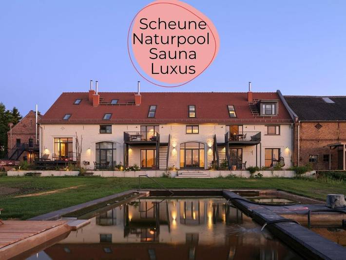 Ferienwohnung für 4 Personen, mit Balkon und Terrasse sowie Garten und Pool in Fehrbellin