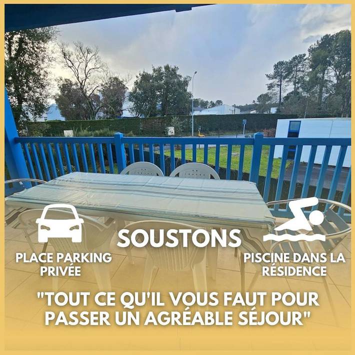 Appartement de vacances pour 4 personnes, avec terrasse et piscine, animaux acceptés