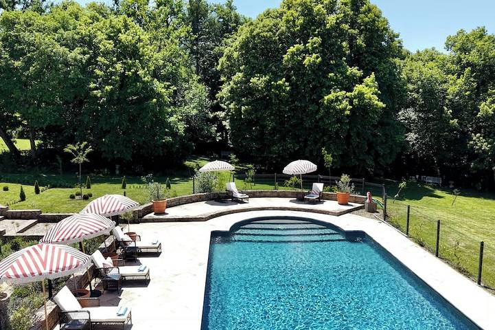 Maison de vacances pour 4 personnes, avec Balcon ainsi que Jardin et Piscine