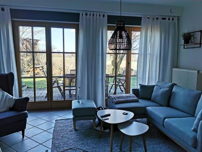 Ferienwohnung für 4 Personen, mit Terrasse und Garten sowie Ausblick
