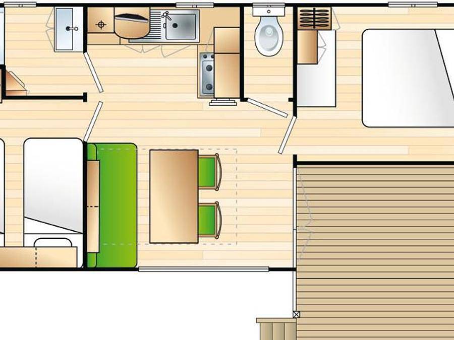 Flower Camping du Port Caroline - Mobilhome 4 personnes - Standard 2 chambres 25m² + Terrasse intégrée in Loire-Authion, Vallée de la Loire