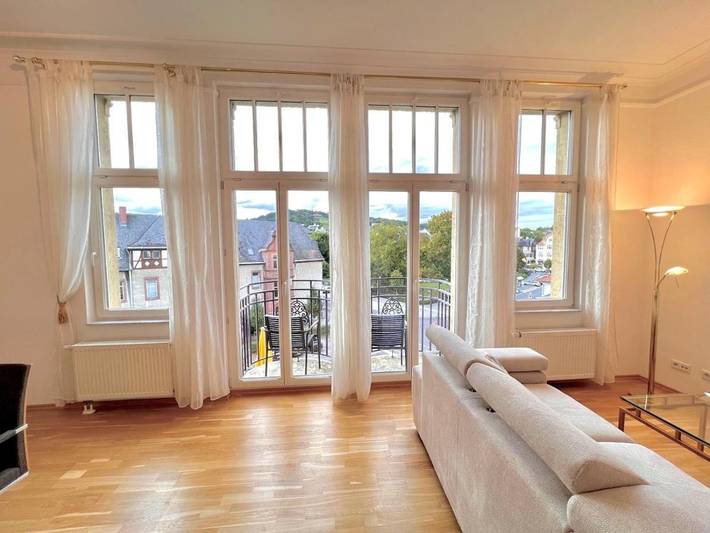 Ferienwohnung für 4 Personen, mit Balkon und Terrasse sowie Ausblick