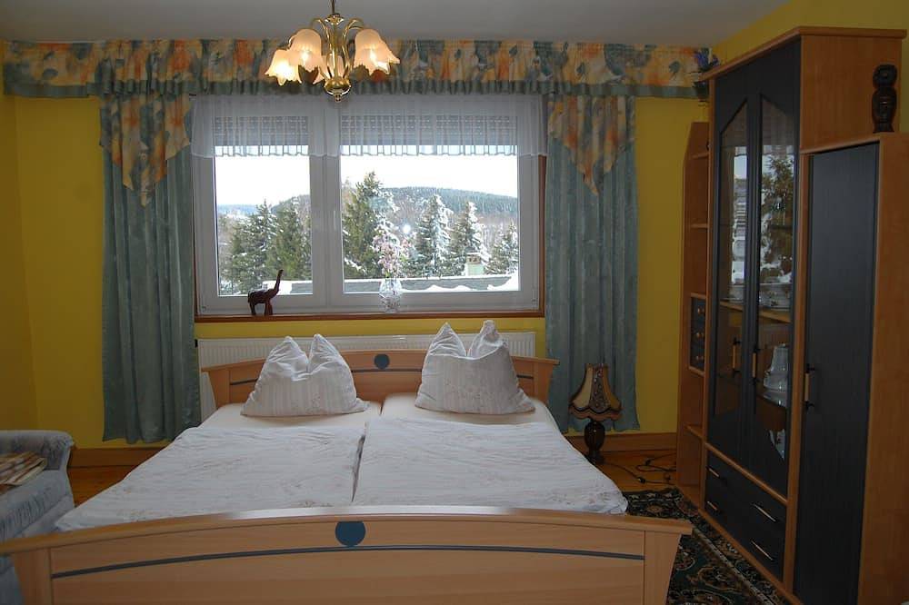 Thüringer landhuis vier seizoenen in de sneeuw hoofd met een panoramisch uitzicht in Gehlberg, Rennsteig (weg)