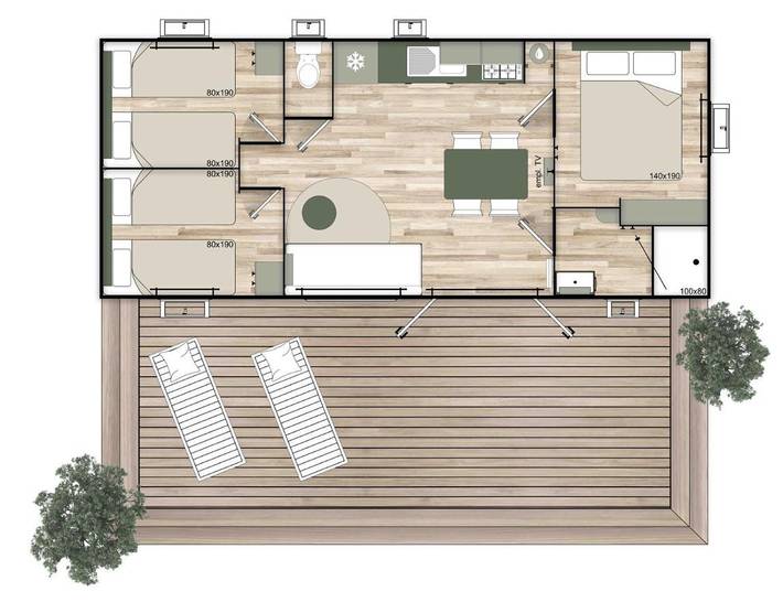 Camping pour 6 personnes, avec terrasse et piscine dans Seine-et-Marne - 2