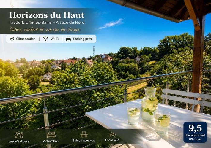 Gîte pour 6 personnes, avec Balcon ainsi que Terrasse et Vue à Niederbronn-les-Bains