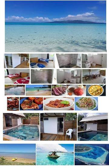 Chambre d’hôte pour 3 personnes, avec terrasse et jardin ainsi que piscine et vue dans Tubuai
