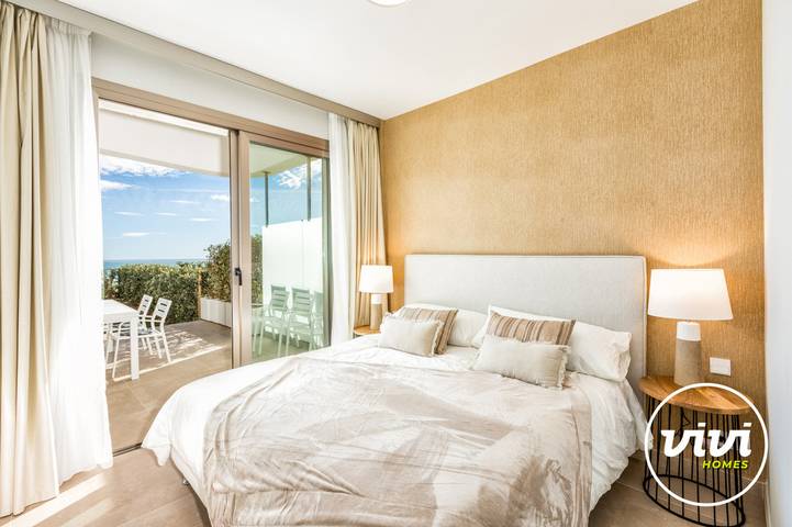 Apartment for 5 people, with garden and ocean view as well as sauna in Mijas Costa