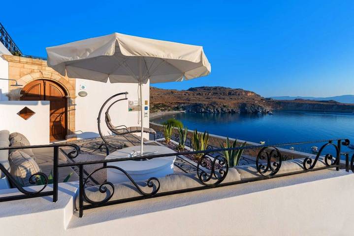 Casa de vacaciones para 6 personas, con Balcón además de Terraza y Vistas en Lindos