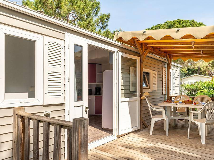 Camping La Palmeraie - Mobilheim 4 personen - Classic | 2 Schlafz. | 4 Pers. | Erhöhte Terrasse in Torreilles, Côte d'Améthyste