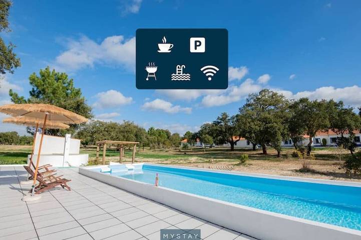 Bed and breakfast para 2 pessoas, com jardim e piscina na Costa Alentejana