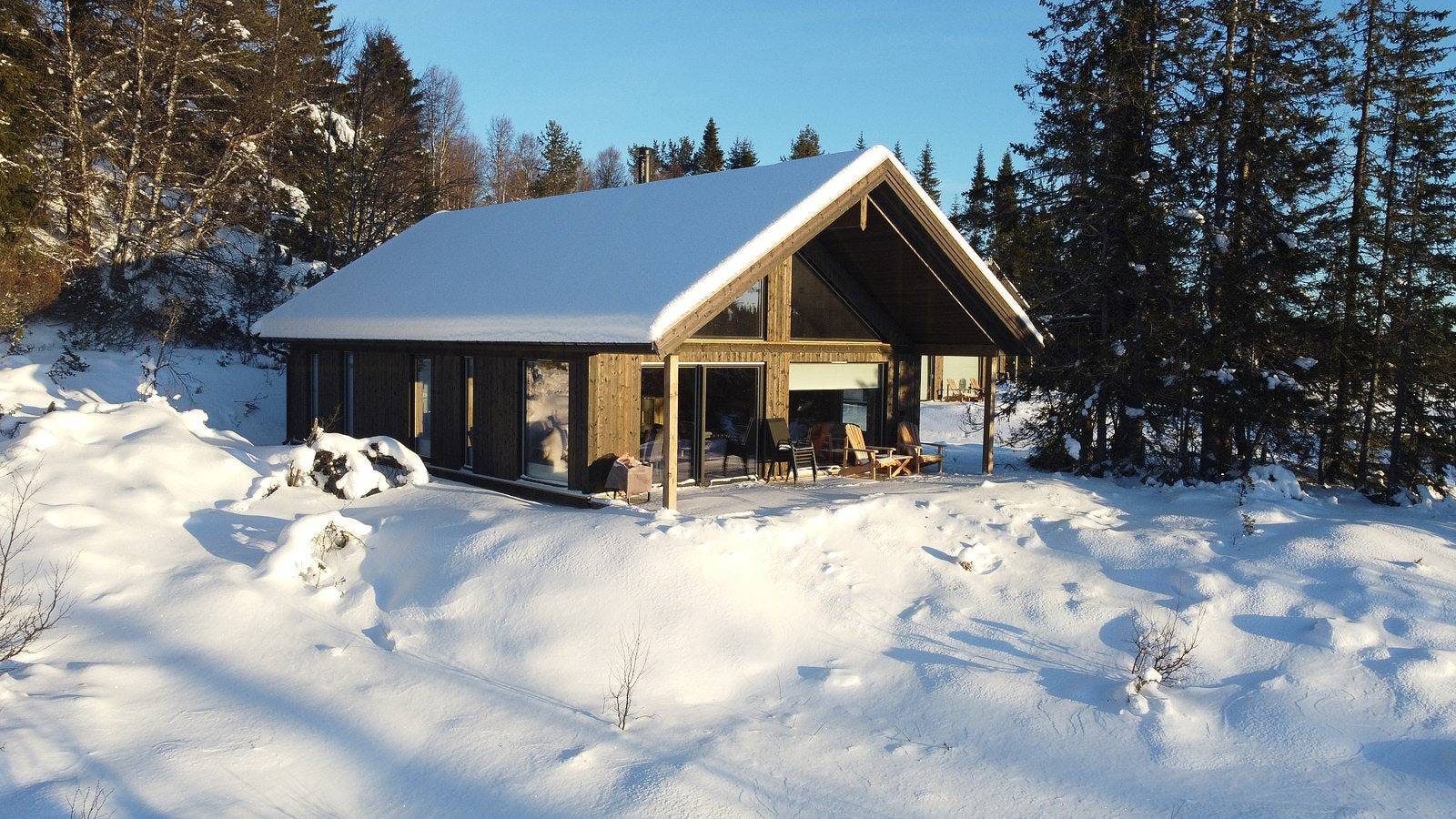 Moderne Hochgebirgshütte bei Syningtoppen in Ål