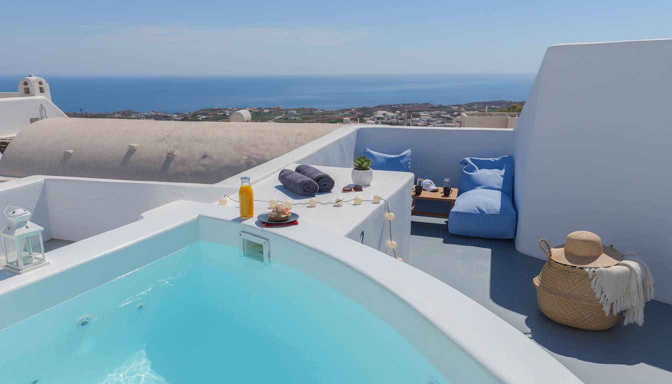 Entire apartment, Artemis Sunset Santorini Stay Rooftop Jacuzzi View in Firostefani, Thera