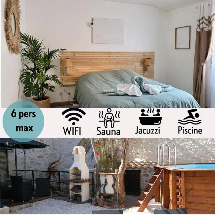 Gîte pour 6 personnes, avec Jacuzzi et Terrasse ainsi que Jardin et Piscine à Causses-et-Veyran