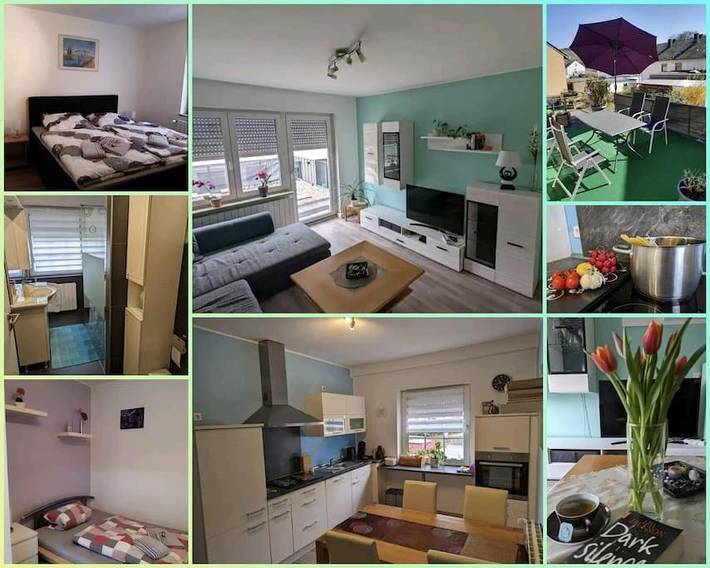 Ferienwohnung für 4 Personen, mit Balkon und Terrasse sowie Ausblick in Mehring