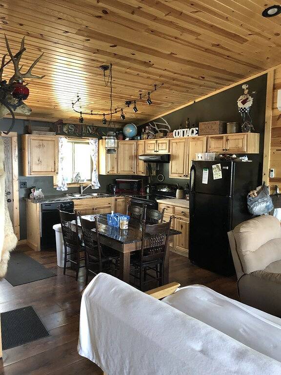 Cabins overlooking the lake Sakatah, bordering the state trail in Le Sueur County
