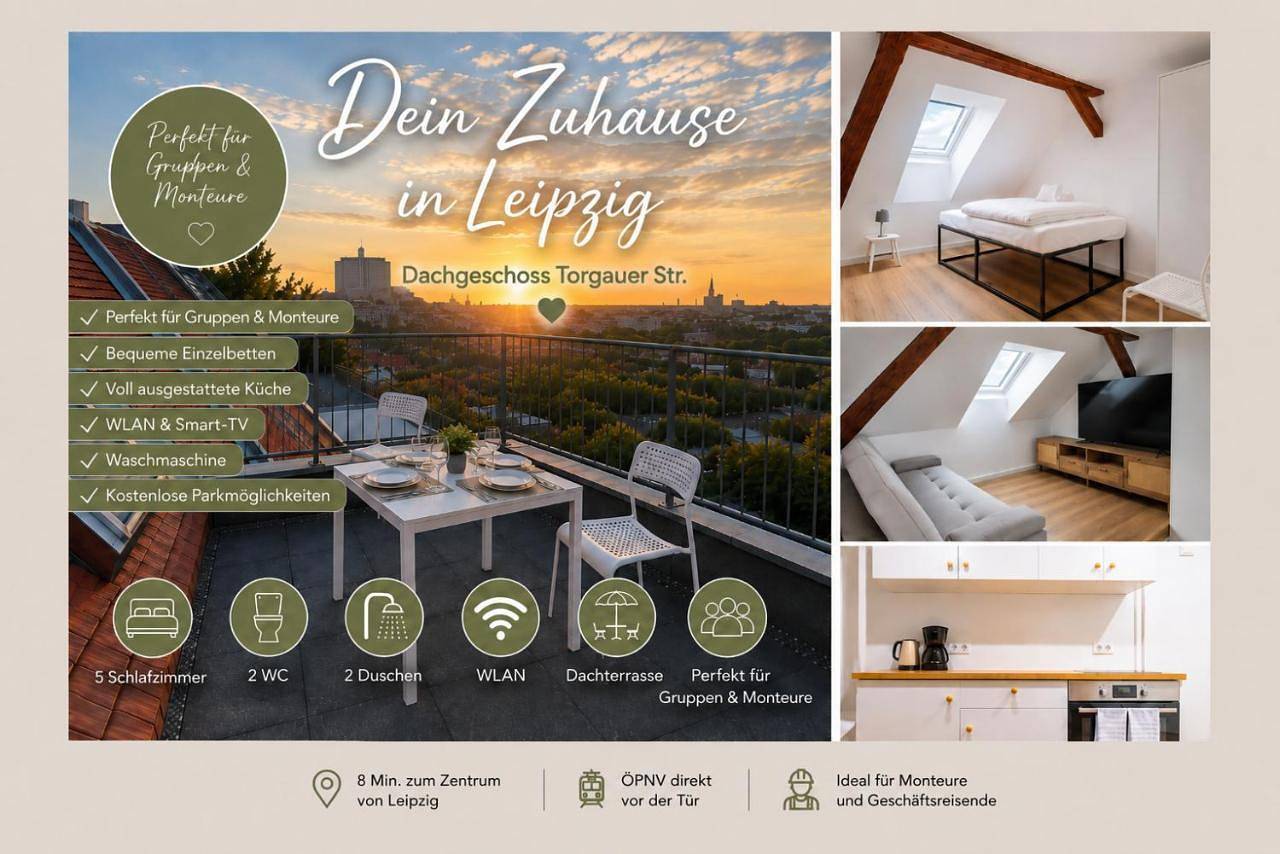Ganze Wohnung, Large Group Apartment with 2 Bathrooms & Single Beds in Leipzig-Ost, Leipzig