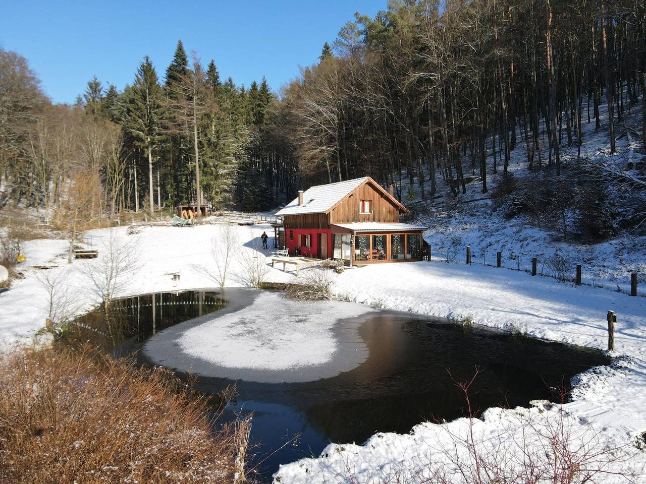 Chalet isolé en forêt avec son étang de pêche privé in Reipertswiller, Région de Saverne