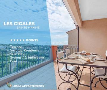 Gîte pour 4 personnes, avec piscine ainsi que vue et balcon dans Golf Bluegreen Sainte-Maxime