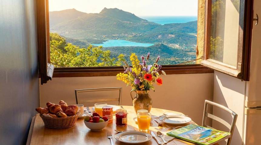 Location de vacances pour 3 personnes, avec vue sur le lac et jardin, animaux acceptés à Speloncato