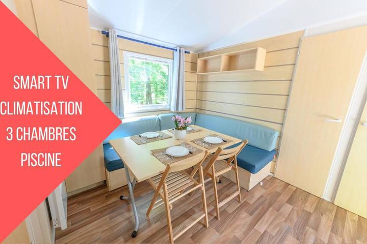 Camping pour 6 personnes, avec Terrasse et Jardin ainsi que Piscine et Vue