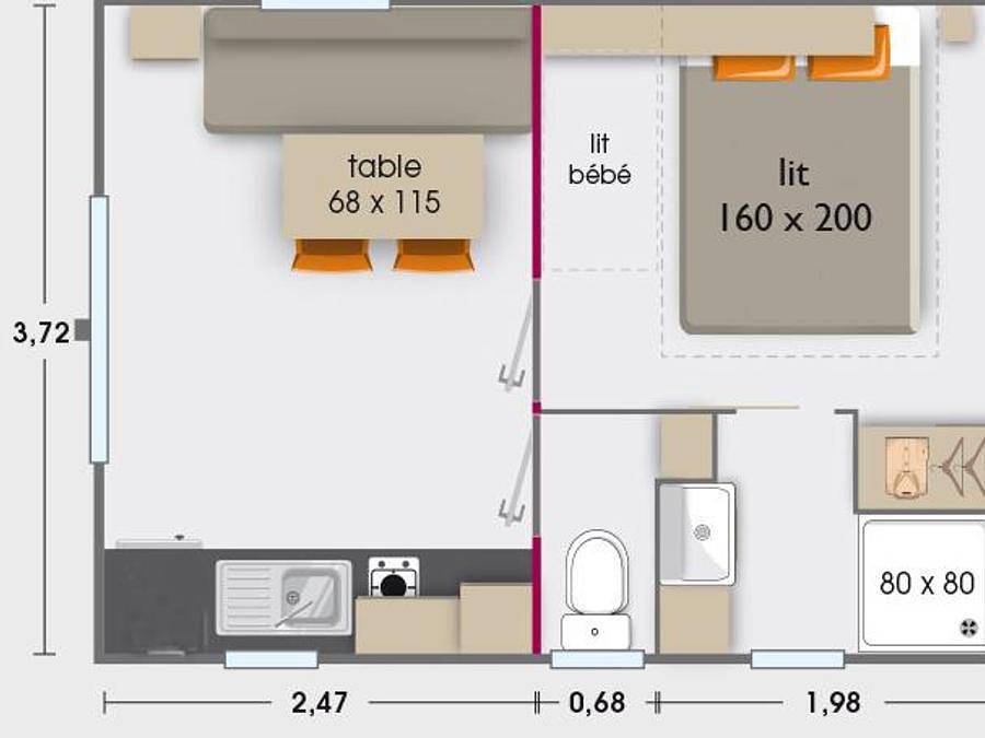 Camping Le Verger De Jastres - Mobilheim 2 personen - Mh1 Tara in Aubenas, Ardèche