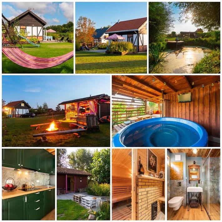 Dom dla 8 osób, z Jacuzzi i Taras oraz Ogród i Basen w Morąg