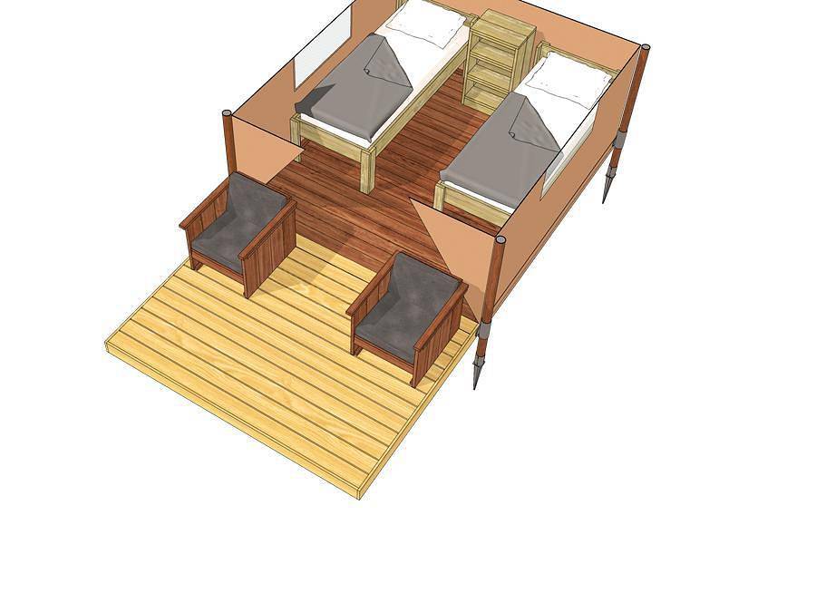 Flower Camping la Pinède - Canvas and wooden tent 2 persons - Lodge Insolite Bivouac (no sanitary facilities, no kitchen) (1bed- 1/2pers) in Die, Parc naturel régional du Vercors