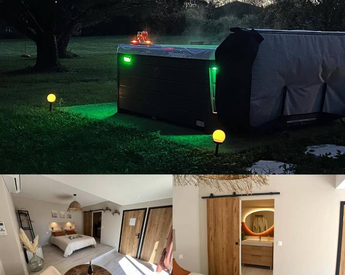 Chambre d’hôte pour 2 personnes, avec Jacuzzi et Terrasse ainsi que Jardin et Vue à Salvagnac