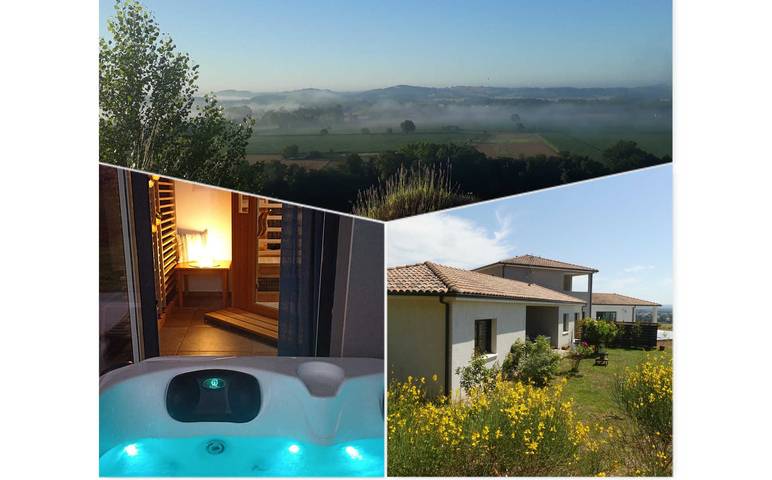 Gîte pour 2 personnes, avec Jacuzzi et Terrasse ainsi que Jardin et Sauna à Castelnau-de-Lévis