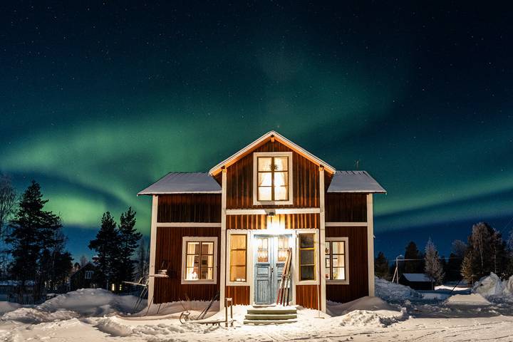 Ferienhaus für 6 Personen, mit Garten und Sauna sowie Seeblick in Lappland (Schweden)