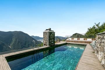 Ferienhaus für 5 Personen, mit Pool und Balkon sowie Seeblick, kinderfreundlich im Tessin