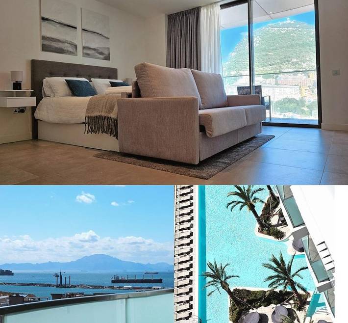 Ferienwohnung für 4 Personen, mit Ausblick und Garten sowie Pool in Gibraltar