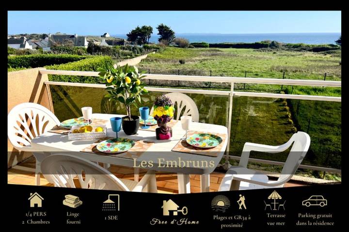 Gîte pour 4 personnes, avec vue et terrasse dans Plage Kerou