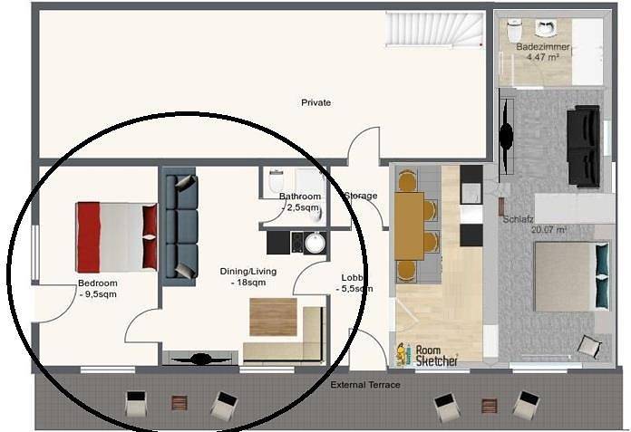 Ganze Ferienwohnung, (4Pers.) 1Dz + Wz Couch-Terasse-See/Berg Blick in Radenthein, Bezirk Spittal an der Drau