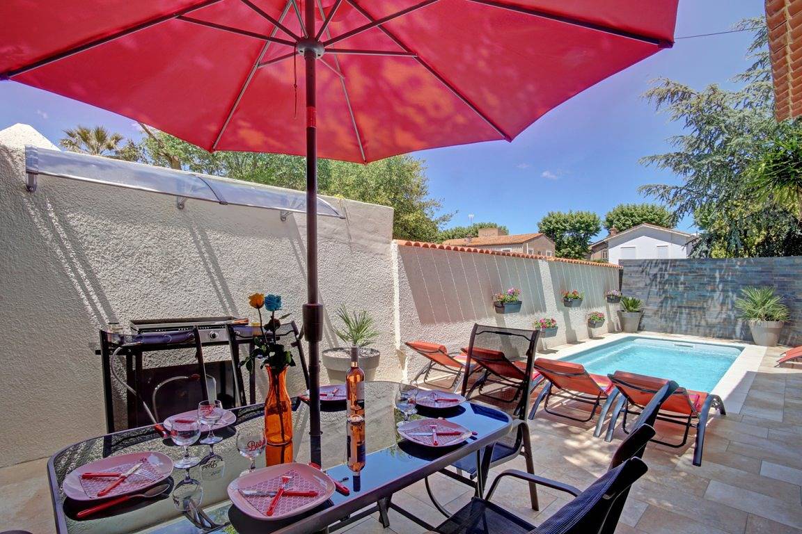 La Balinaise piscine privée chauffée 28° - climatisée zen & calme in Marseillan, Côte d'Améthyste