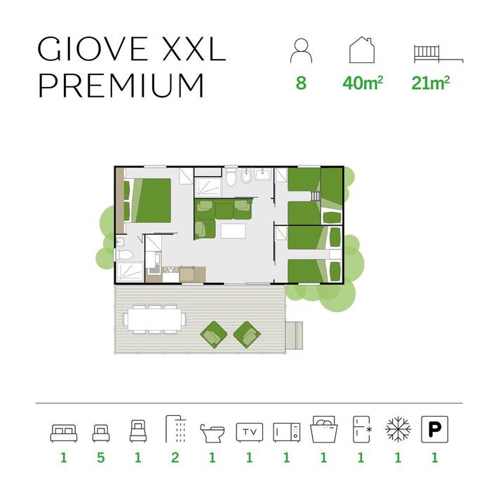 Barricata Holiday Village Mobilehome Giove Xxl Premium für 8 Personen in Porto Tolle, Isola della Donzella