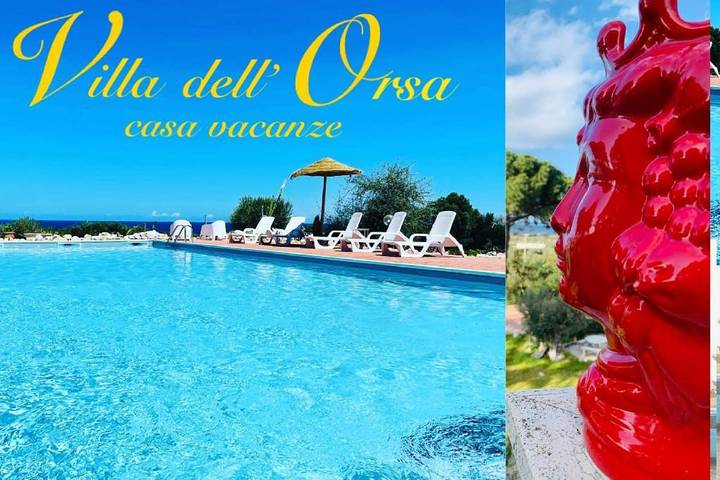 Location de vacances pour 10 personnes, avec Balcon et Terrasse ainsi que Jardin et Piscine à Cinisi