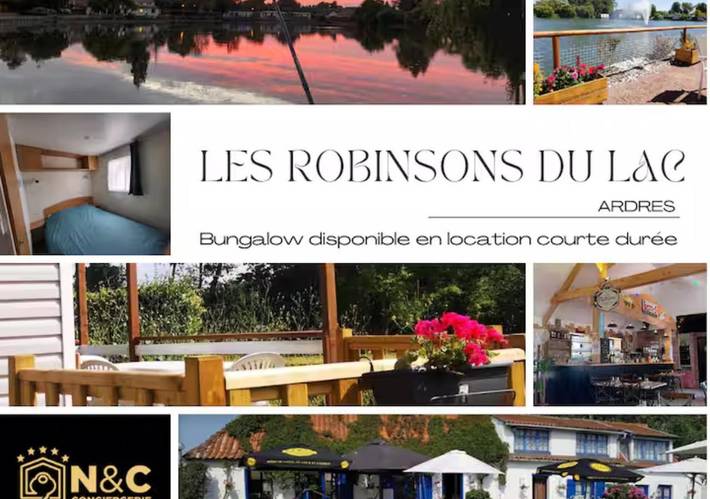 Camping pour 3 personnes, avec vue sur le lac et terrasse ainsi que jardin et vue