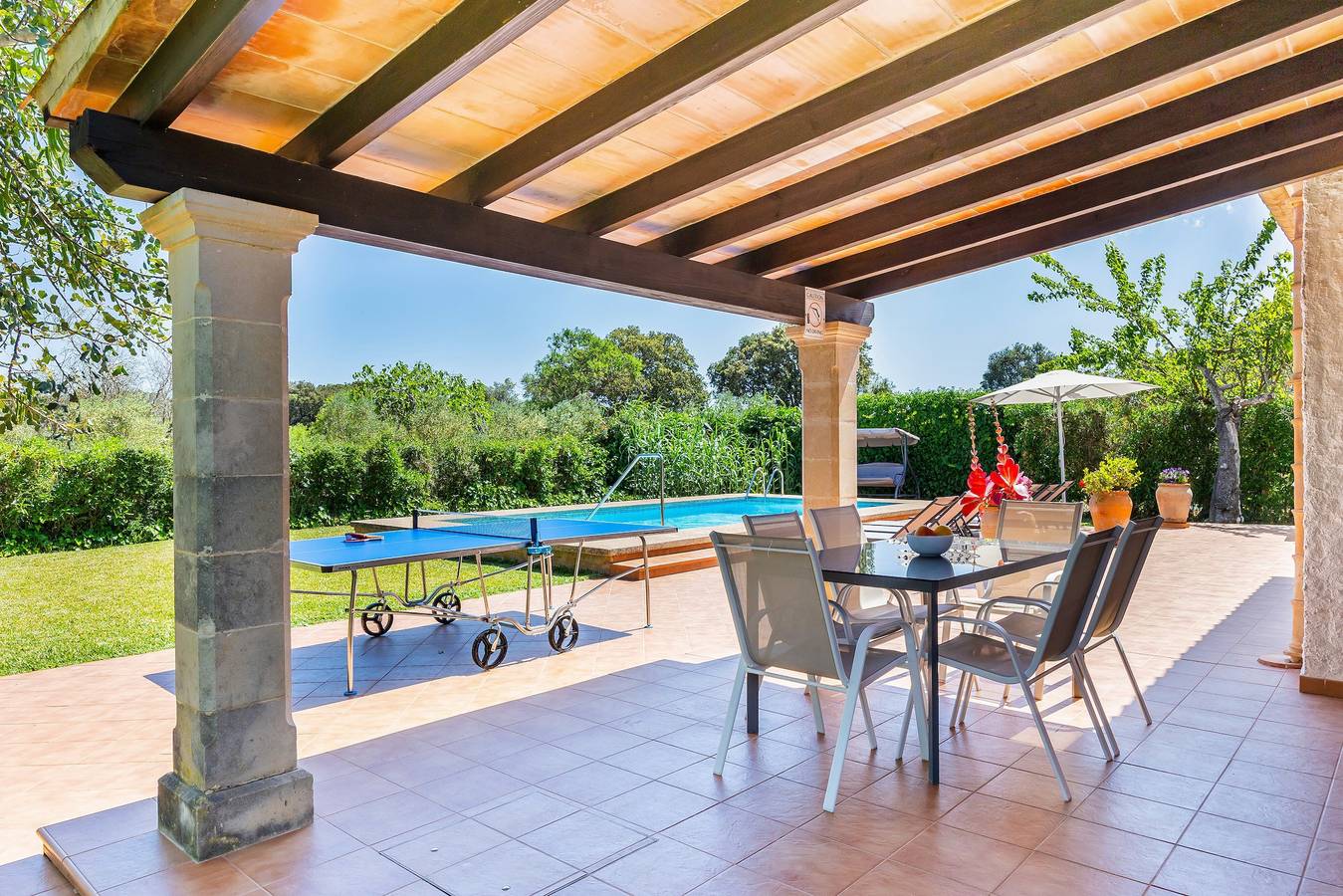 Ferienhaus Can Amer mit Bergblick, Wlan, Klimaanlage, Pool, Garten und Terrasse in Pollença, Mallorca Norden