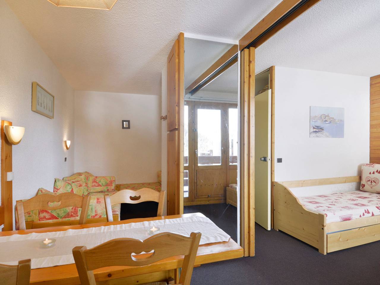 Ganzes Studio, Geteiltes Studio, am Skihang, Balkon, Haustiere erlaubt in La Plagne, La Plagne-Tarentaise