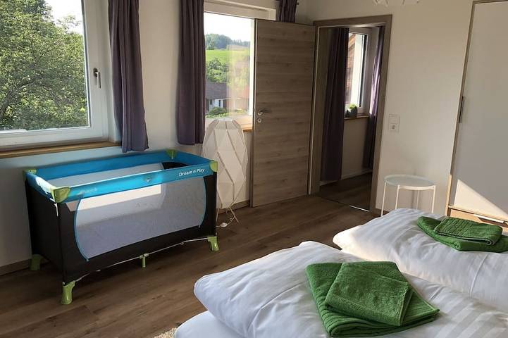 Ferienbauernhaus New Style das Chalet am nördlichen Bodensee mit einer Fasssauna in Horgenzell, Region Bodensee-Oberschwaben
