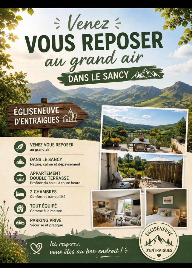 Gîte pour 4 personnes, avec balcon et vue à Égliseneuve-d'Entraigues - 2