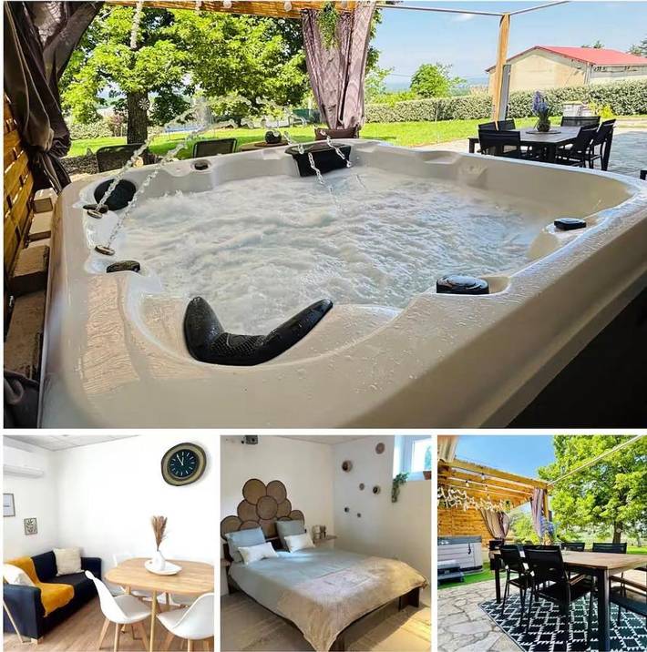 Gîte pour 4 personnes, avec Jacuzzi et Terrasse ainsi que Jardin et Vue à Prémilhat