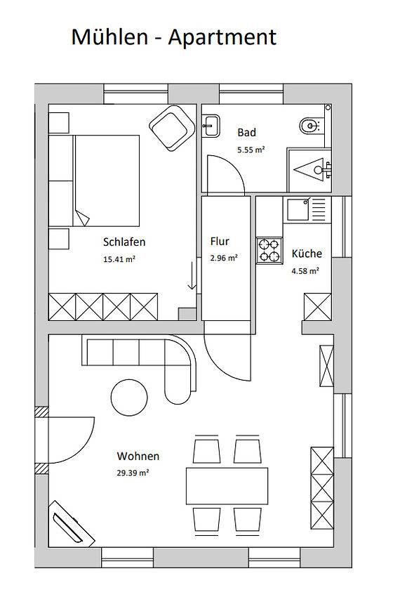 Ganze Ferienwohnung, Mühlen-Apartment im Herrenhaus Rheinblick in Xanten, Niederrhein