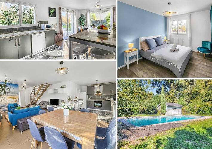 Location de vacances pour 8 personnes, avec vue ainsi que jardin et piscine, animaux acceptés à Léognan