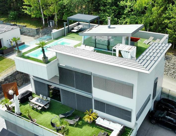 Ferienhaus für 4 Personen, mit Pool und Sauna sowie Ausblick und Terrasse, mit Haustier