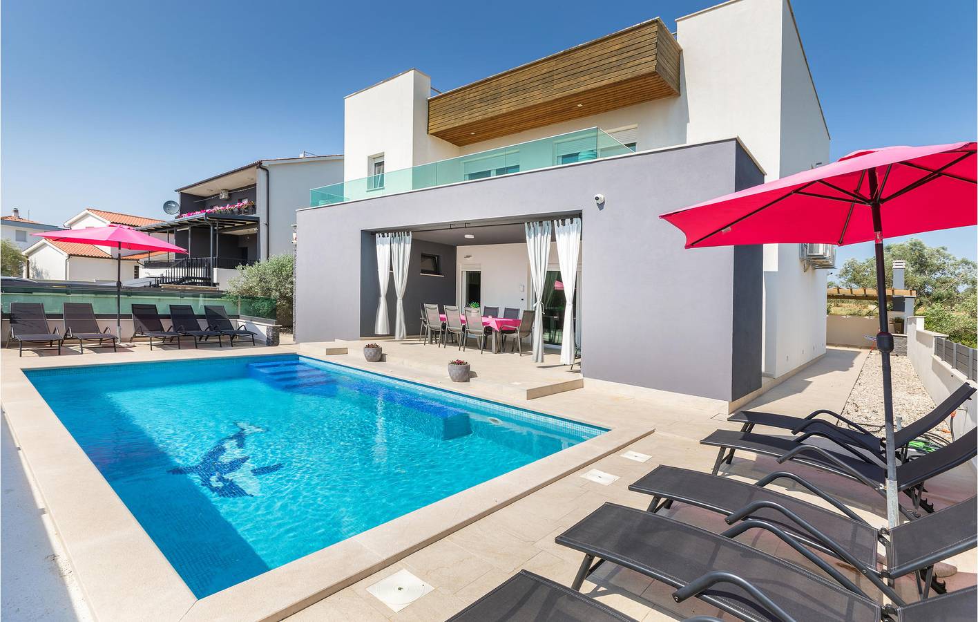 Apartment mit Meerblick, Pool, Terrasse und WLAN – in der Nähe der Caffè Bar Porto in Fazana, Südküste Istrien