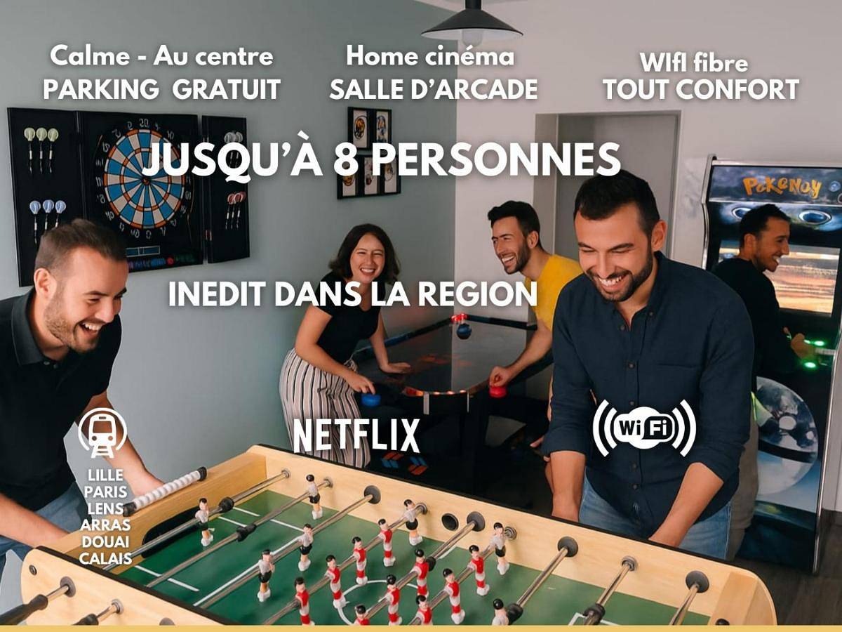 Geek et chic à Béthune - Grand logement central tout confort idėal pour familles, équipes sportives in Béthune, Région de Béthune