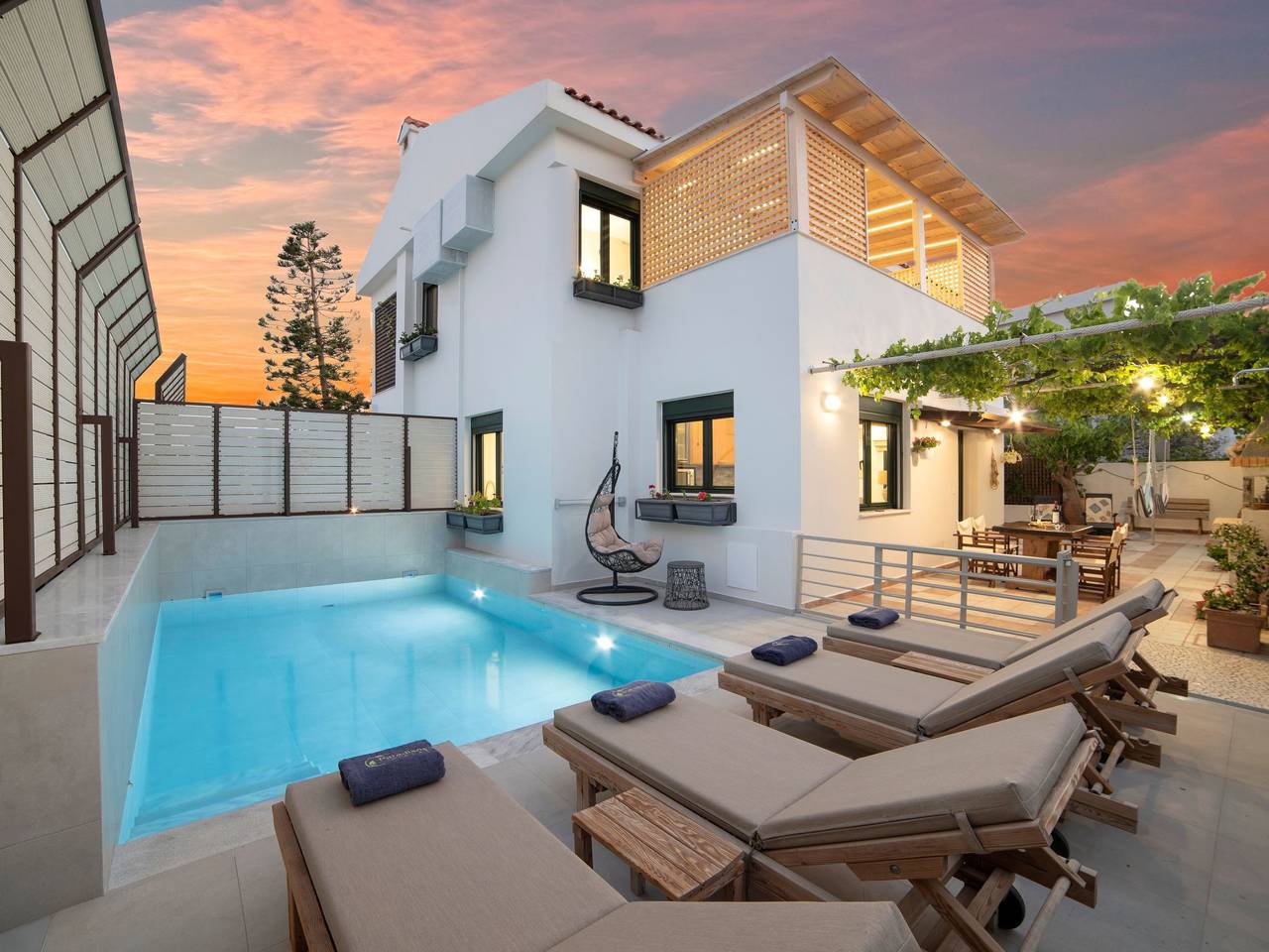 Villa Krevatina mit privatem Pool und großer Veranda in Koutsouras, Lasithi